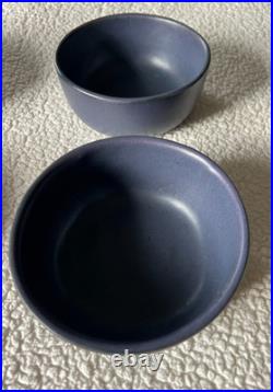 Vintage Martz Marshall Studios Pottery Signed Blue Blueberry 4 Dinner Bowls 5.5