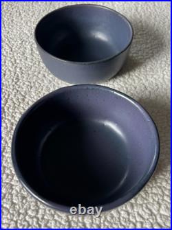 Vintage Martz Marshall Studios Pottery Signed Blue Blueberry 4 Dinner Bowls 5.5