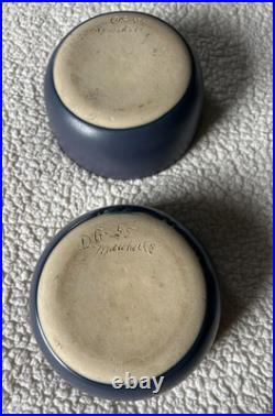Vintage Martz Marshall Studios Pottery Signed Blue Blueberry 4 Dinner Bowls 5.5