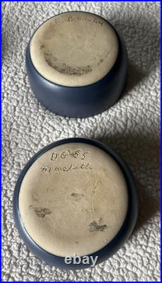 Vintage Martz Marshall Studios Pottery Signed Blue Blueberry 4 Dinner Bowls 5.5