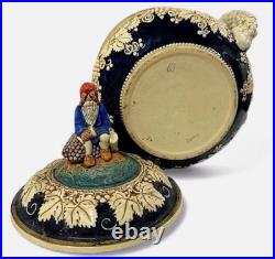 Vintage Marzi & Remy Germany Castle Stoneware Punch Bowl Gnome Lid 12 Wide