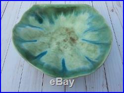 Vintage McCarty Pottery Jade Large Scalloped Bowl Mississippi clam shell scallop