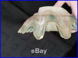 Vintage McCarty Pottery Jade Shell Bowl with Glazed Edges
