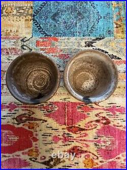 Vintage McCarty Pottery Nutmeg Bowl/Cups (2) Rivermark Mississippi Signed