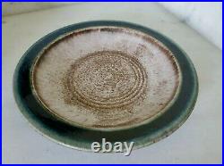 Vintage McCarty Pottery Nutmeg with Jade Edge Shallow Bowl Plate Artist Signed