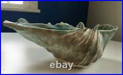 Vintage McCartys Pottery Clam Shell Bowl Jade & Blues