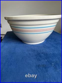 Vintage McCoy # 14Mixing Nesting Bowl 14 Pink Blue Stripe Country Farmhouse