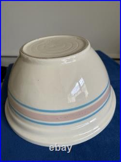 Vintage McCoy # 14Mixing Nesting Bowl 14 Pink Blue Stripe Country Farmhouse