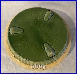 Vintage McCoy Art Pottery Green Elephants Holding Tails Bowl Dish Planter