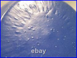 Vintage McCoy Heavy Hand Thrown Ceramic Art Pottery Mixing Bowls x2 Blue Cobalt