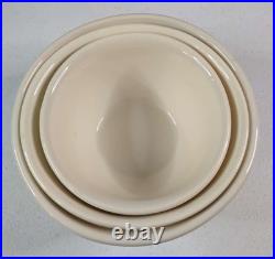 Vintage McCoy Pink Blue Stripe Set Bean Pot Ovenware Mixing Bowl 6 7 8 12