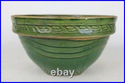 Vintage McCoy Pottery 10 Kitchen Green Glaze Sunrise Yellow Ware Mixing Bowl