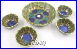 Vintage McCoy Pottery 5 Pc Fruit or Salad Bowl Set #916 Purple & Green With Label