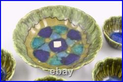 Vintage McCoy Pottery 5 Pc Fruit or Salad Bowl Set #916 Purple & Green With Label