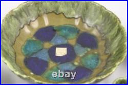Vintage McCoy Pottery 5 Pc Fruit or Salad Bowl Set #916 Purple & Green With Label