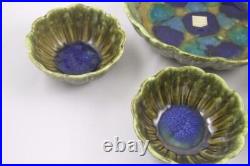 Vintage McCoy Pottery 5 Pc Fruit or Salad Bowl Set #916 Purple & Green With Label