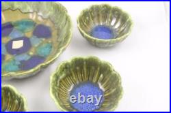 Vintage McCoy Pottery 5 Pc Fruit or Salad Bowl Set #916 Purple & Green With Label