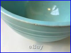 Vintage McCoy Pottery Beehive Aqua Yellow Pink Ceramic Nesting Mixing Bowls 3