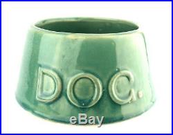 Vintage McCoy Pottery Dog Dish Bowl Turquoise Blue Green DOG Printed Both Sides