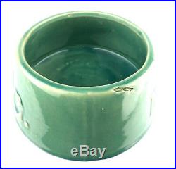 Vintage McCoy Pottery Dog Dish Bowl Turquoise Blue Green DOG Printed Both Sides
