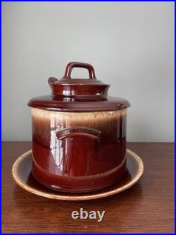 Vintage McCoy Pottery Drip Glaze Soup Tureen Bean Pot with Plate, Lid and Ladle
