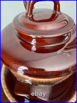 Vintage McCoy Pottery Drip Glaze Soup Tureen Bean Pot with Plate, Lid and Ladle