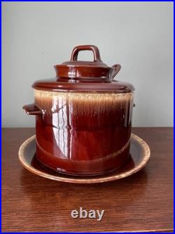Vintage McCoy Pottery Drip Glaze Soup Tureen Bean Pot with Plate, Lid and Ladle