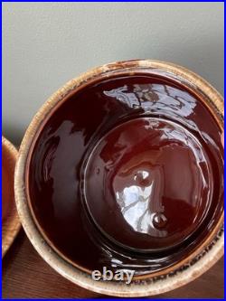 Vintage McCoy Pottery Drip Glaze Soup Tureen Bean Pot with Plate, Lid and Ladle