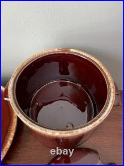 Vintage McCoy Pottery Drip Glaze Soup Tureen Bean Pot with Plate, Lid and Ladle