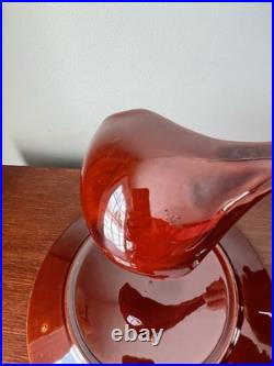 Vintage McCoy Pottery Drip Glaze Soup Tureen Bean Pot with Plate, Lid and Ladle