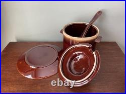 Vintage McCoy Pottery Drip Glaze Soup Tureen Bean Pot with Plate, Lid and Ladle