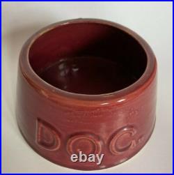 Vintage McCoy Pottery Glaze Maroon Dog Bowl Marked