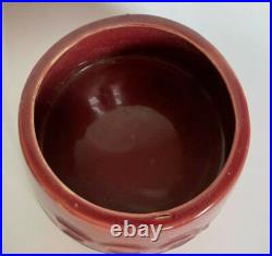 Vintage McCoy Pottery Glaze Maroon Dog Bowl Marked