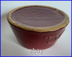 Vintage McCoy Pottery Glaze Maroon Dog Bowl Marked