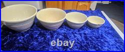 Vintage McCoy Pottery Pink & Blue Stripes qty 4 Mixing Nesting Bowls Set