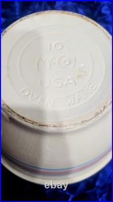 Vintage McCoy Pottery Pink & Blue Stripes qty 4 Mixing Nesting Bowls Set