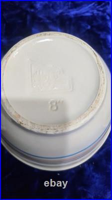 Vintage McCoy Pottery Pink & Blue Stripes qty 4 Mixing Nesting Bowls Set