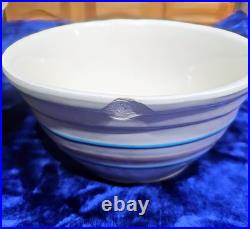 Vintage McCoy Pottery Pink & Blue Stripes qty 4 Mixing Nesting Bowls Set