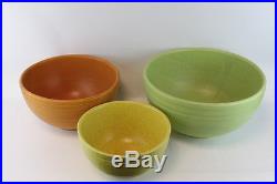 Vintage Mccoy 3 piece Nesting/ Mixing Bowls Retro Green, Orange, Yellow Speckled