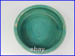 Vintage Mccoy USA Pottery Glazed Teal Dog Food Bowl To Man's Best Friend His Dog