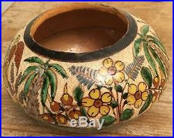 Vintage Mexican Ceramic Pottery Tecomate Petatillo Bowl Tlaquepaque