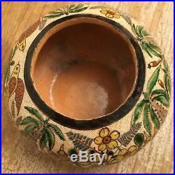 Vintage Mexican Ceramic Pottery Tecomate Petatillo Bowl Tlaquepaque
