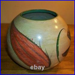 Vintage Mexican Clay Feather Pottery Flora Fauna Flowers Tecomate Folk Art Bowl