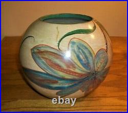 Vintage Mexican Clay Feather Pottery Flora Fauna Flowers Tecomate Folk Art Bowl