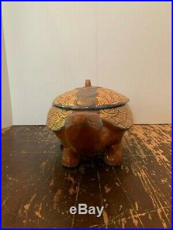Vintage Mexican Tonala Art Pottery Turtle Covered Serving Bowl