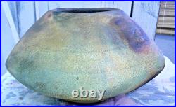 Vintage Michael Weinberg Hand Made Raku Pottery Vase Bowl Signed Glazed Basin