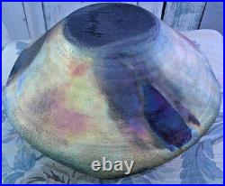 Vintage Michael Weinberg Hand Made Raku Pottery Vase Bowl Signed Glazed Basin