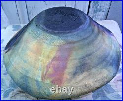 Vintage Michael Weinberg Hand Made Raku Pottery Vase Bowl Signed Glazed Basin