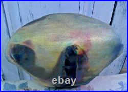 Vintage Michael Weinberg Hand Made Raku Pottery Vase Bowl Signed Glazed Basin