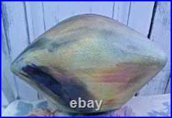 Vintage Michael Weinberg Hand Made Raku Pottery Vase Bowl Signed Glazed Basin